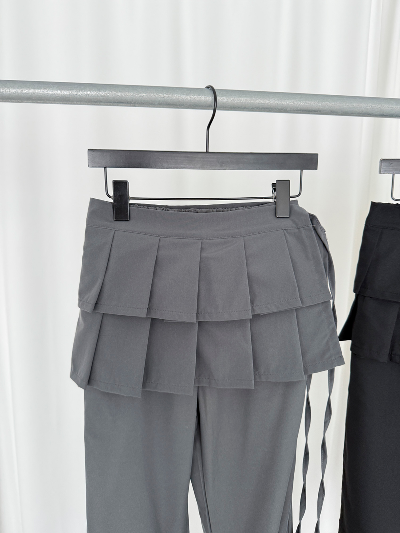 pleated wrap skirt pants (2color)
