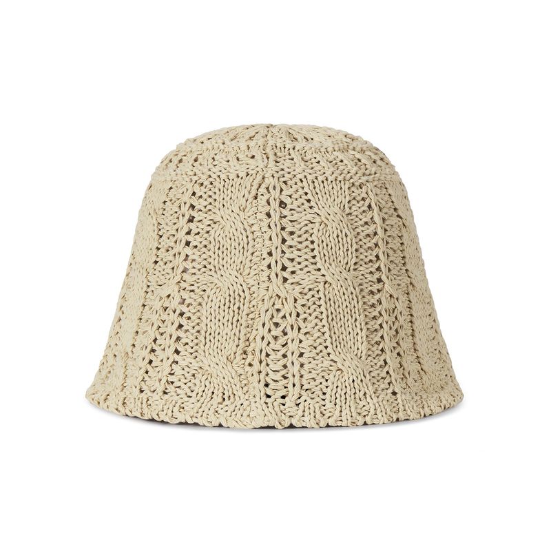 VZ Label Cable Knit Bucket Hat / Beige
