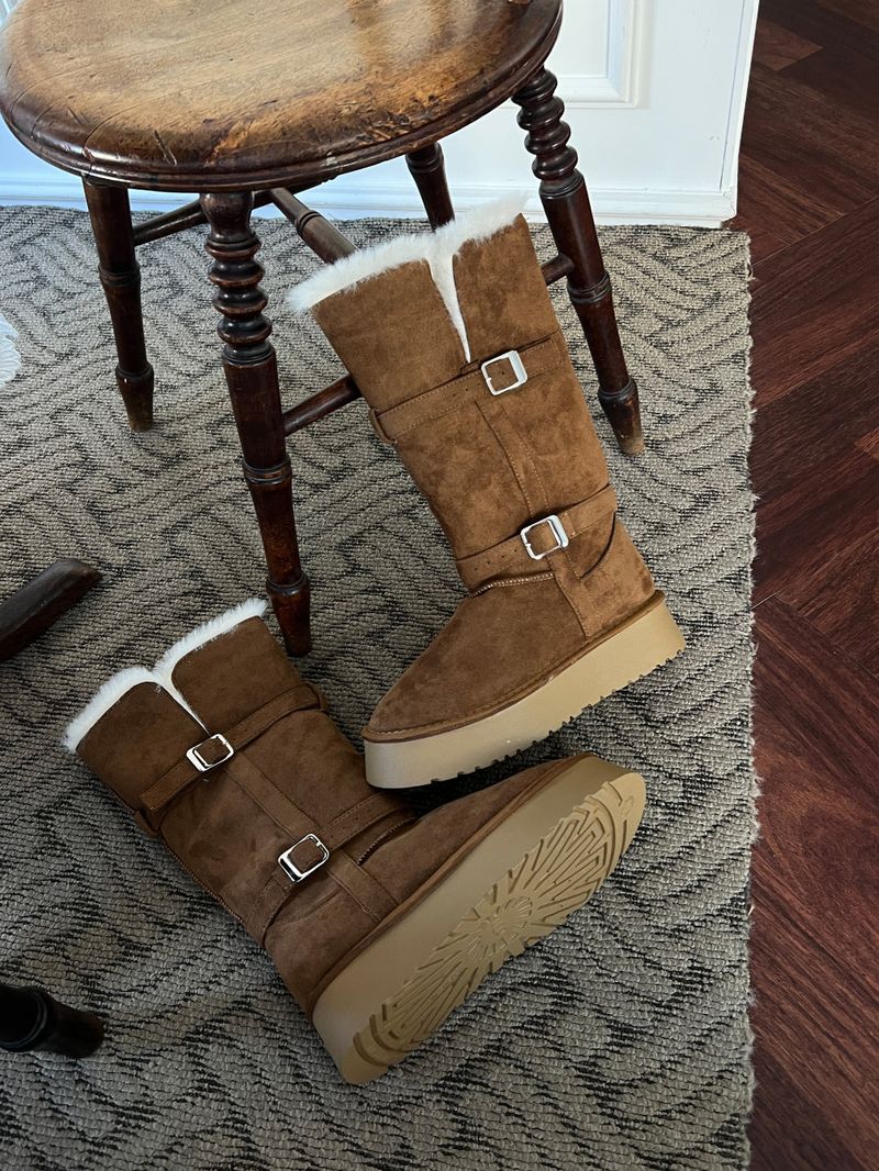 Moufee Fur-Lined Belted Long Ugg Boots