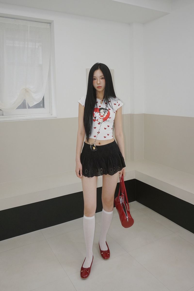 Black Lady Punching Mini Skirt