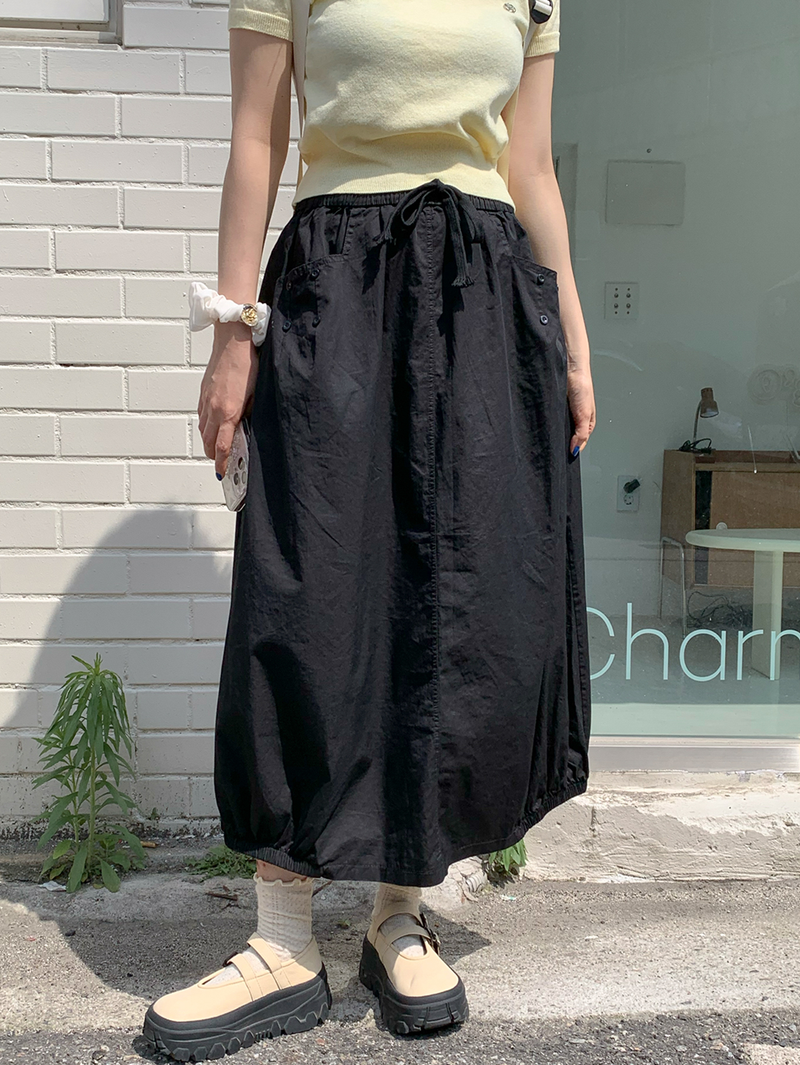 pumpkin balloon pocket long skirt