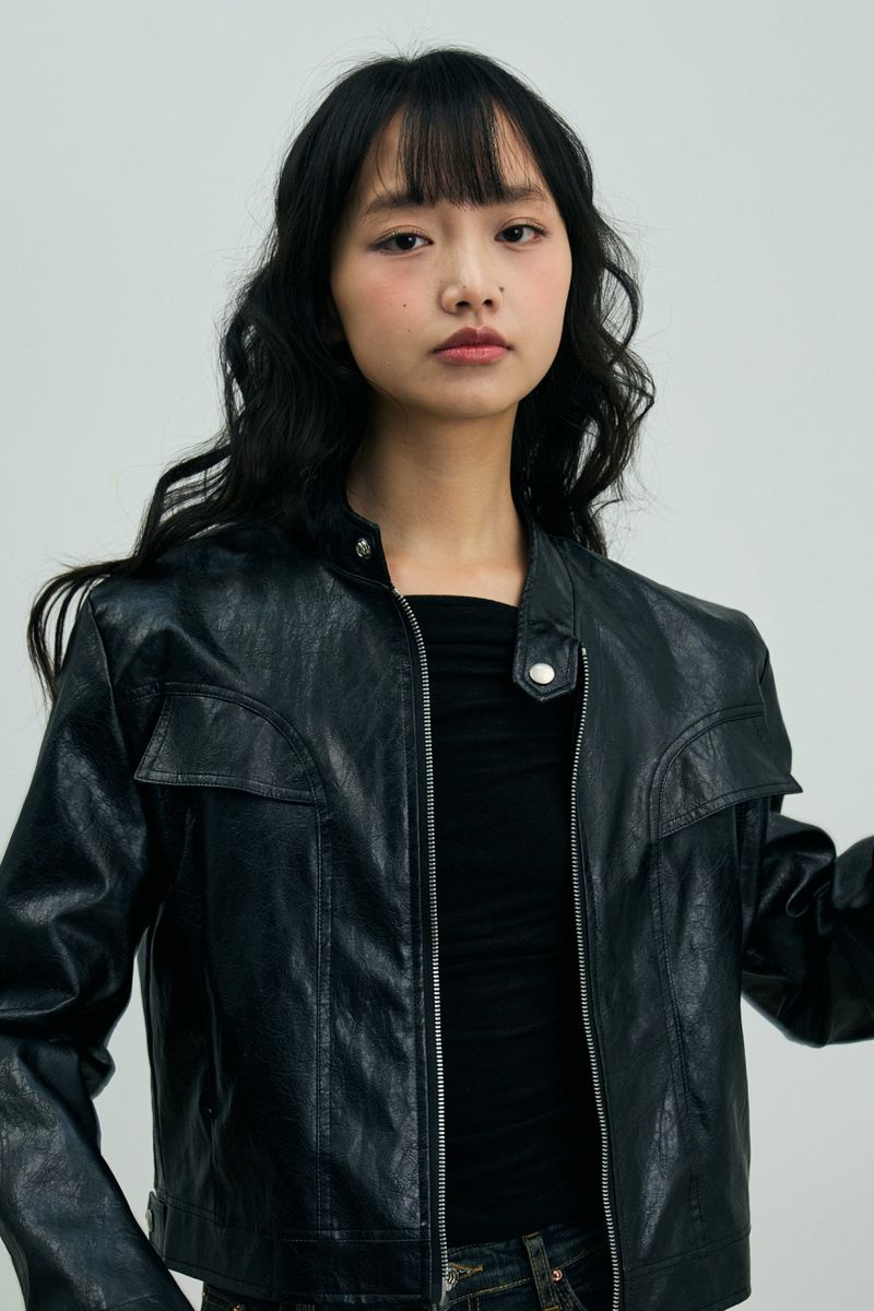 CLARI FAUX LEATHER JACKET / BLACK