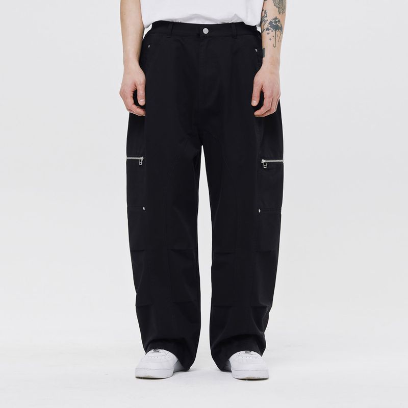 BIKER WASHED WIDE PANTS