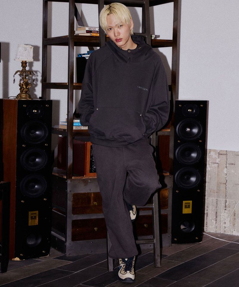 SNAP LOGO BALLOON HOODIE_BEIGE CHARCOAL