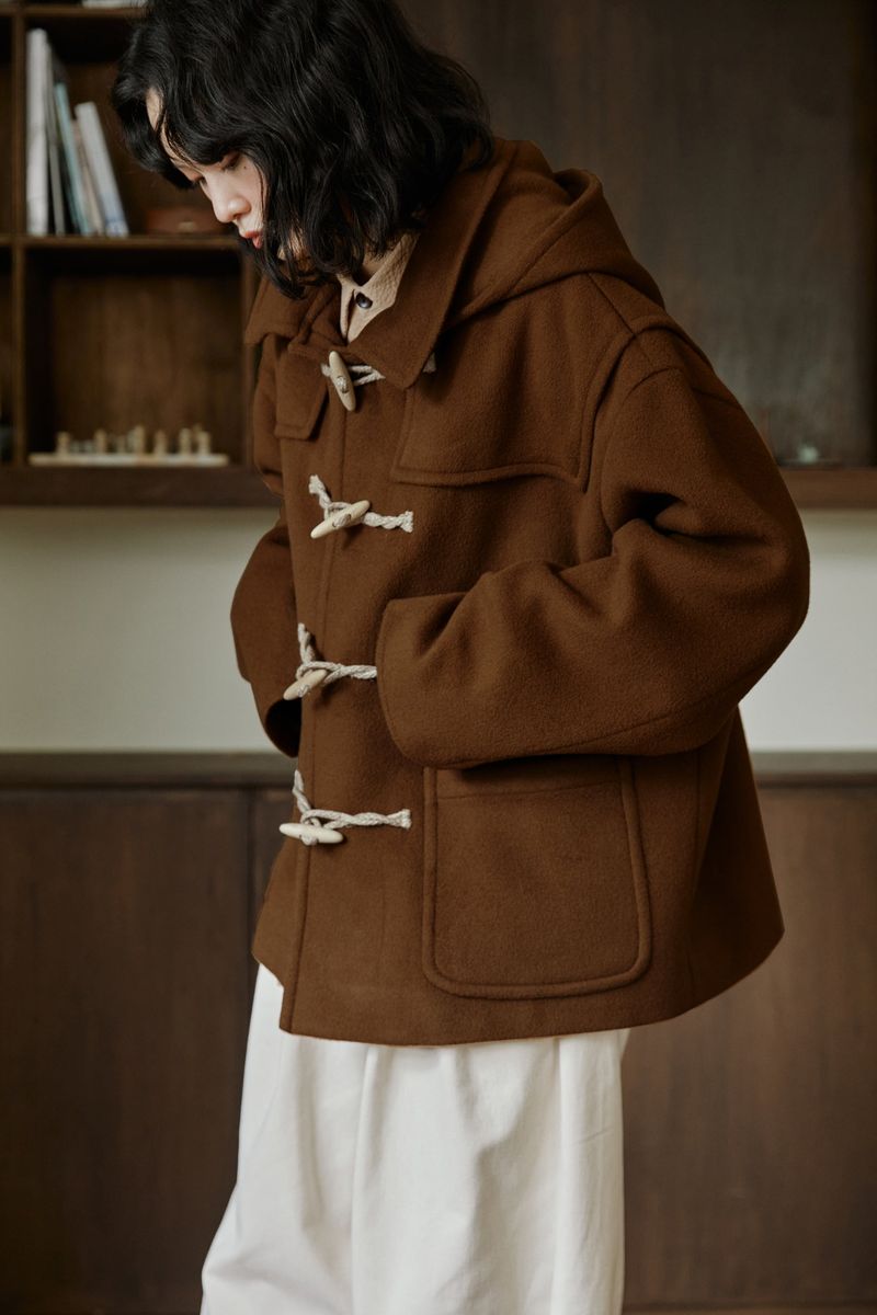 unisex half duffle coat camel