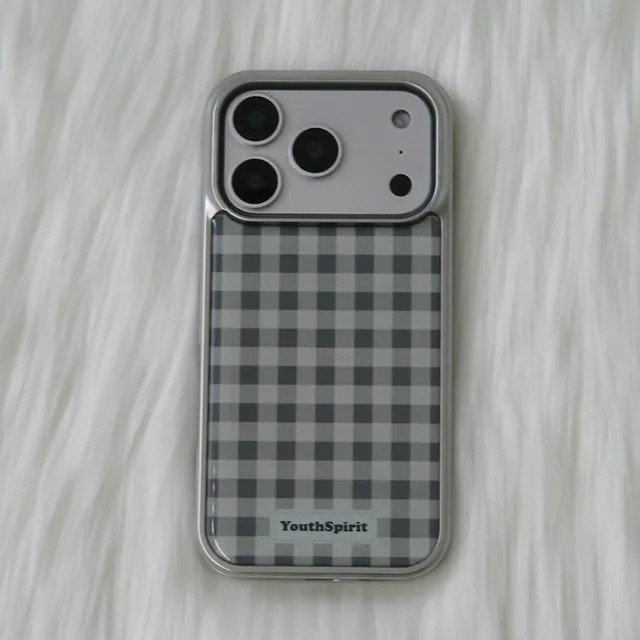 Checkered Matcha Silver Epoxy Case