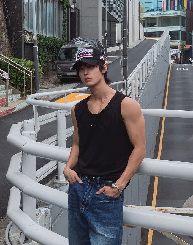 2PLAN（ツープラン）の「Triple Stud Ribbed Sleeveless Top（Tops）」