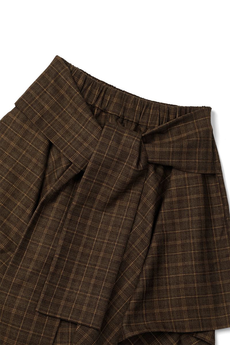 Wave check skirt_brown