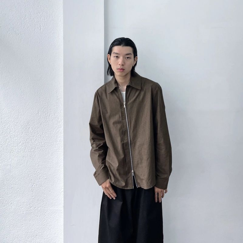 Mist Brown Zip Shirt Jacket