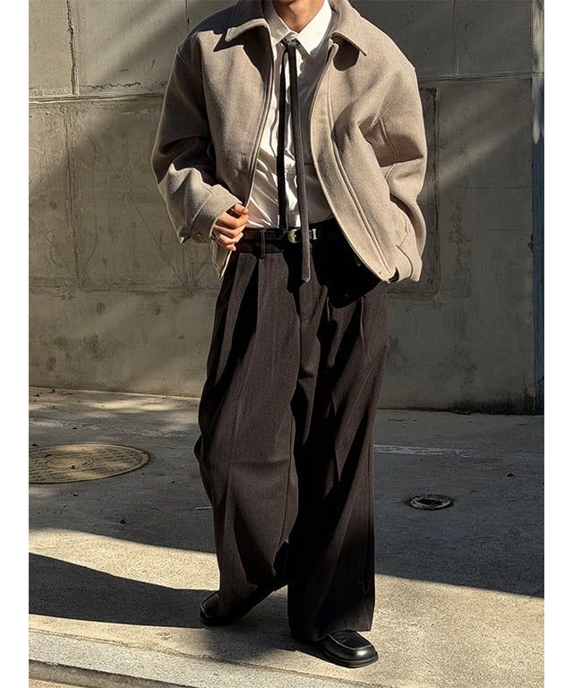 [F/W] Herringbone crop blouson jacket(2color)