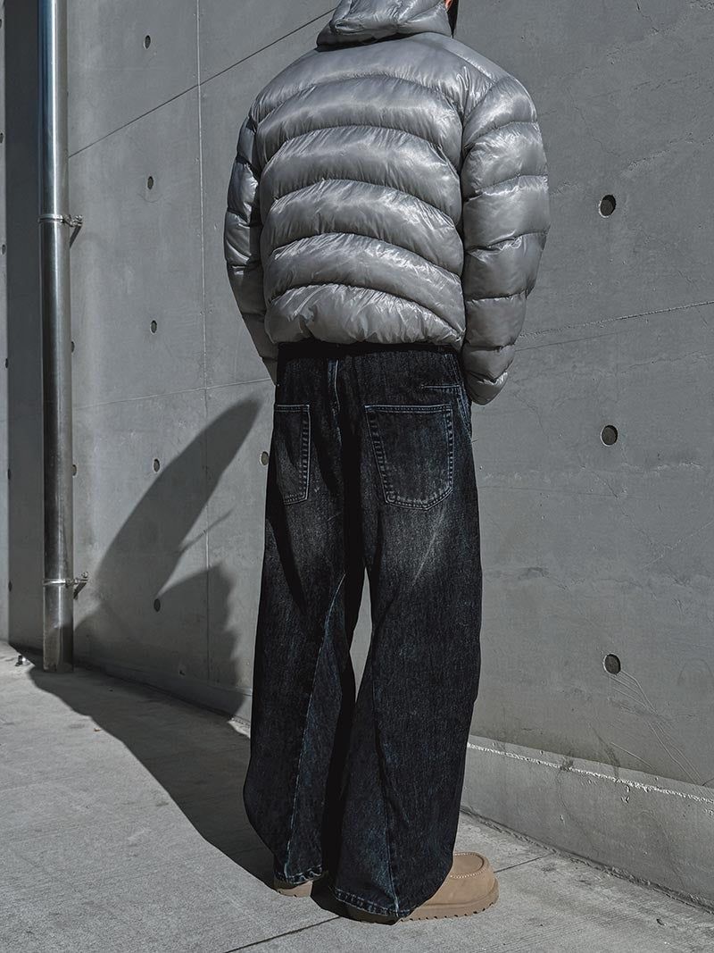 [Premium] Floppy Curved Denim Pants (Blue)