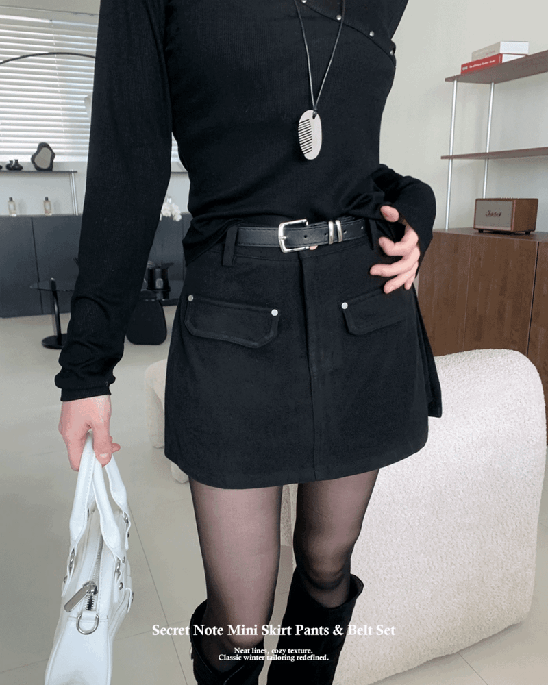 GUSTA（グスタ）の「Secret Note Winter Wool Mini Skirt Pants & Belt SET (2 colors)（Pants）」