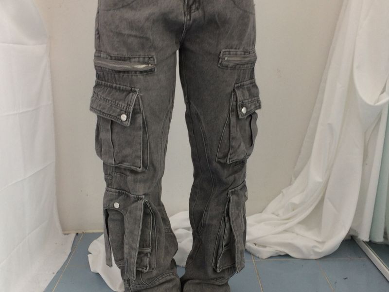 Pocket-line zipper bootcut pants