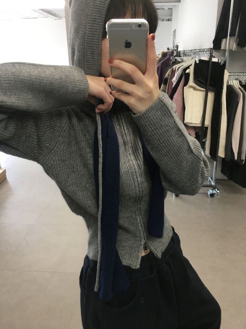 Knit Hoodie Zip-Up (3color)