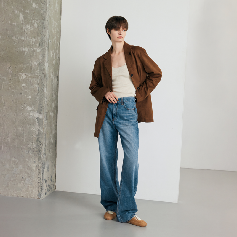 Washed Blue Wide Jean - YW392