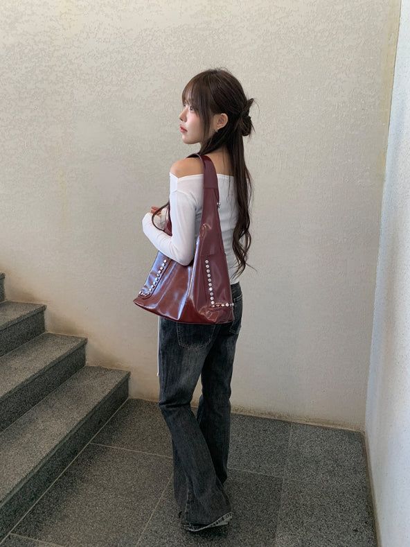 Lexi Studded Leather Bobu Shoulder Bag