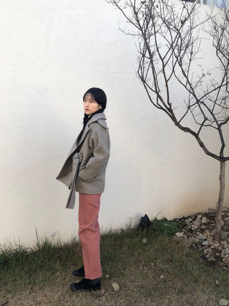 Dried rose semi wide pants