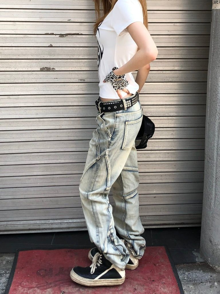 Smoky Washed Zipped Pants