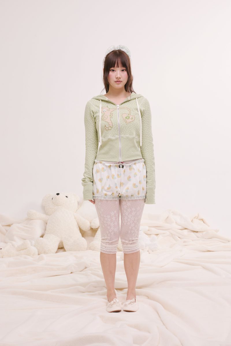 star mesh leggings cream