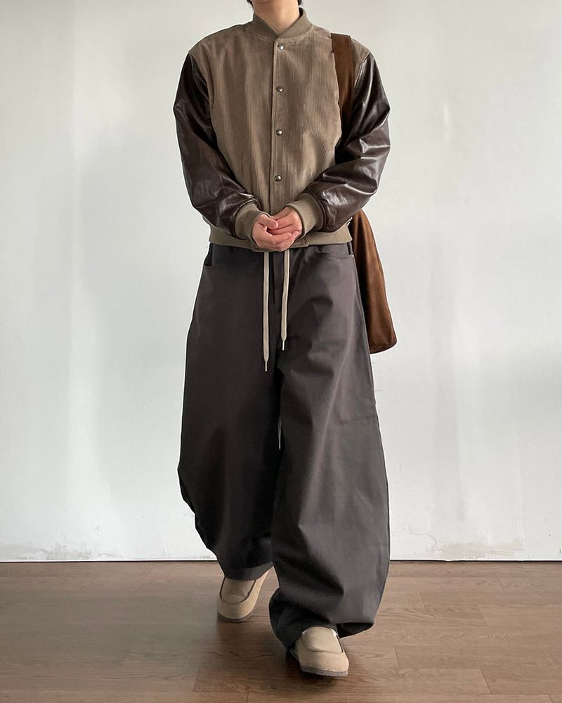 Baseball Corduroy Leather Jacket