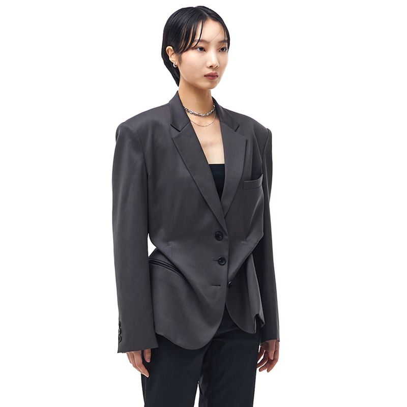 DOZI - Pinched Oversize Tailored Jacket _ DARK GREY