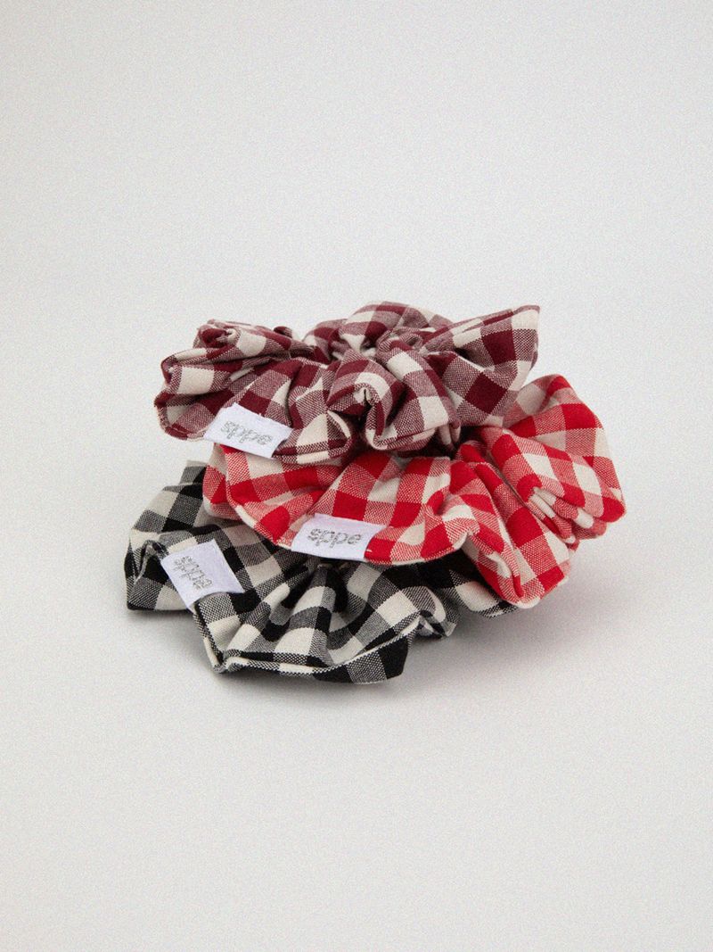 【MADE】Daily gingham check scurnch [RED, BLACK, PLUM]