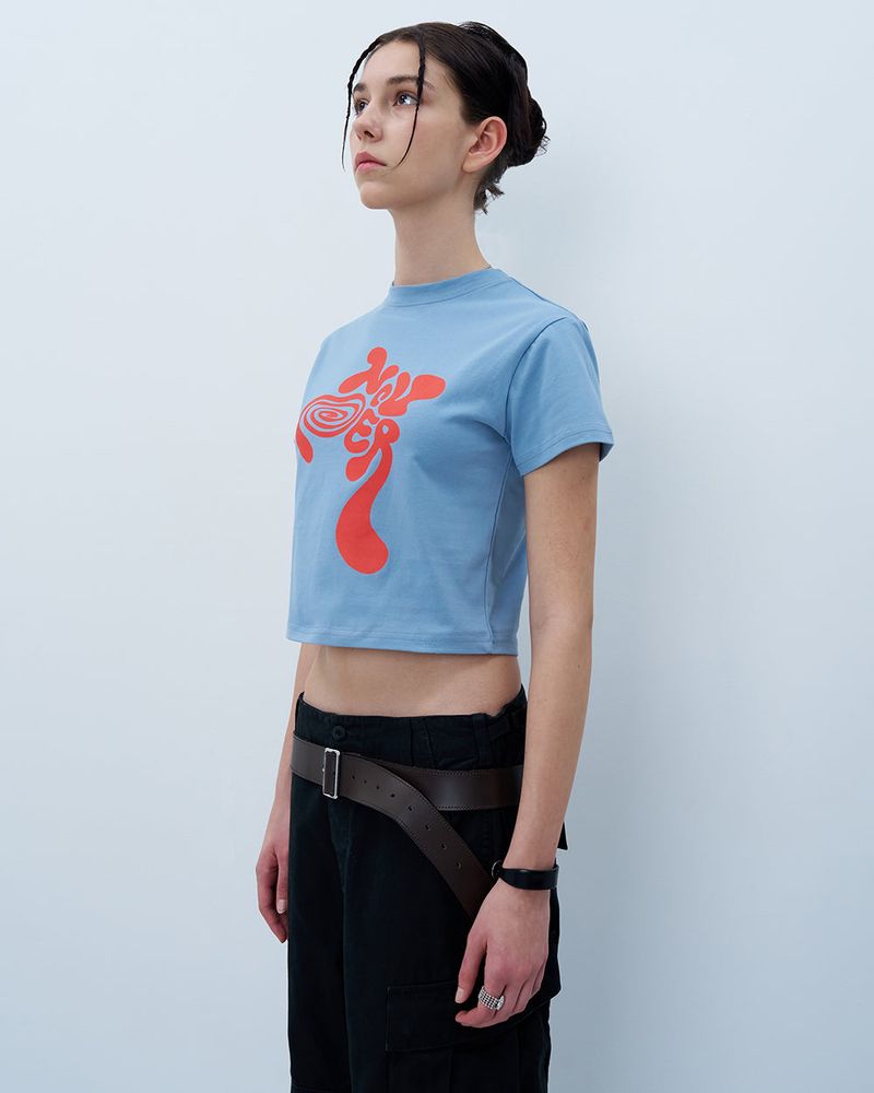 TWISTED LOGO CROP TSHIRT-BLUE