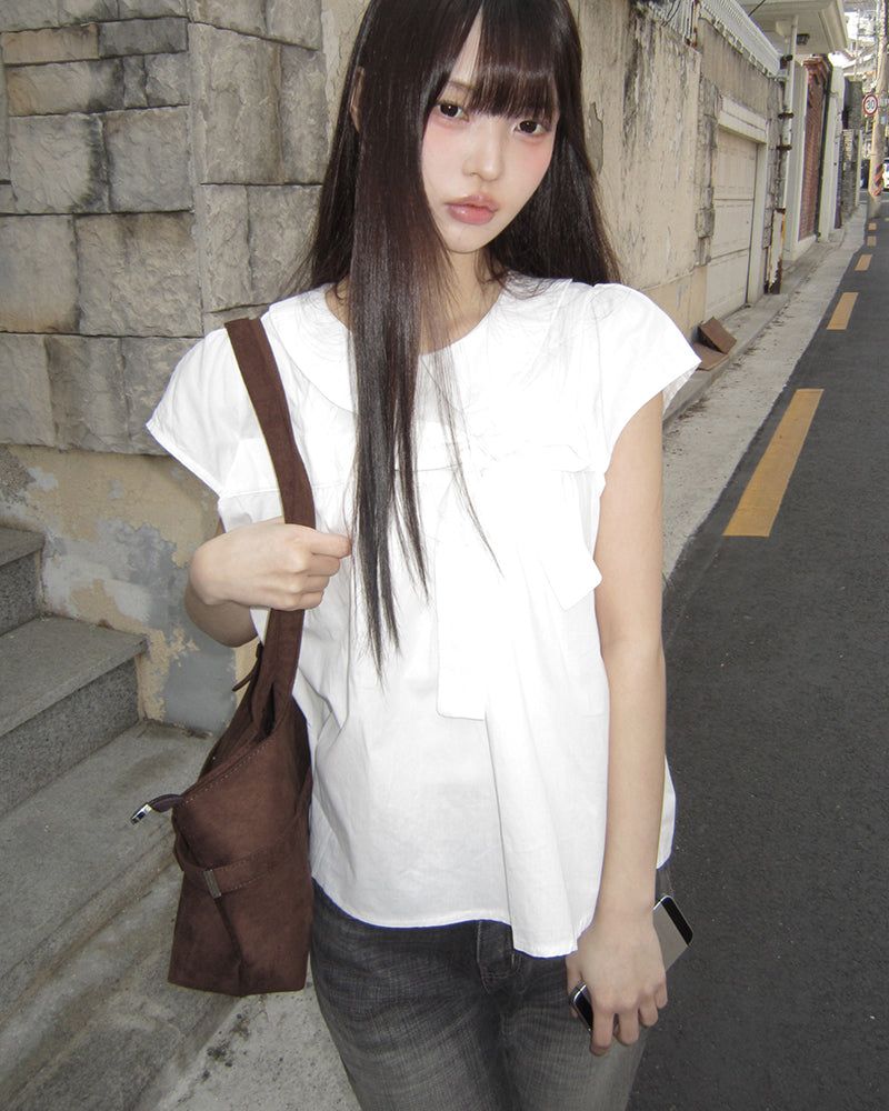 Lupek Ribbon Check Short-Sleeve Blouse