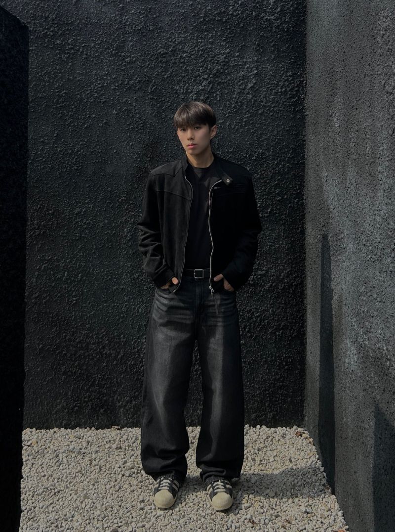 (MADE) ONE PICK WESTERN BIKER SUEIDE JACKET-BLACK