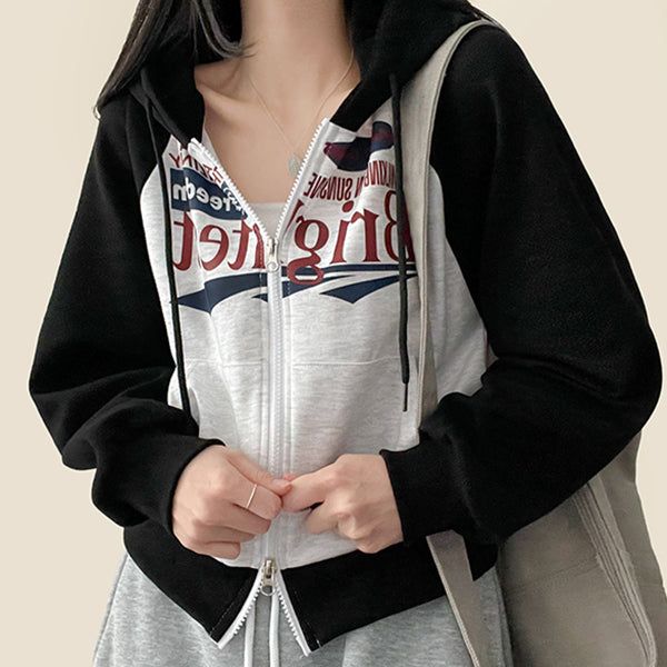 Bijou Nagrang Two Way Cropped Hooded Zip-Up
