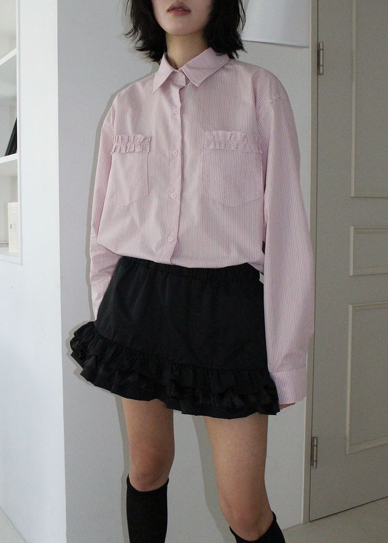 STRIPE FRILL SHIRT