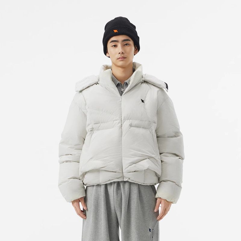 FMACM 23AW Irregular quilted three-dimensional structure detachable hooded down jacket
