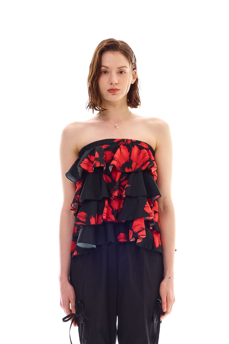 ARIKIM（アリキム）の「FLUTTER FRILL TOP SKIRT / RED（Skirts）」