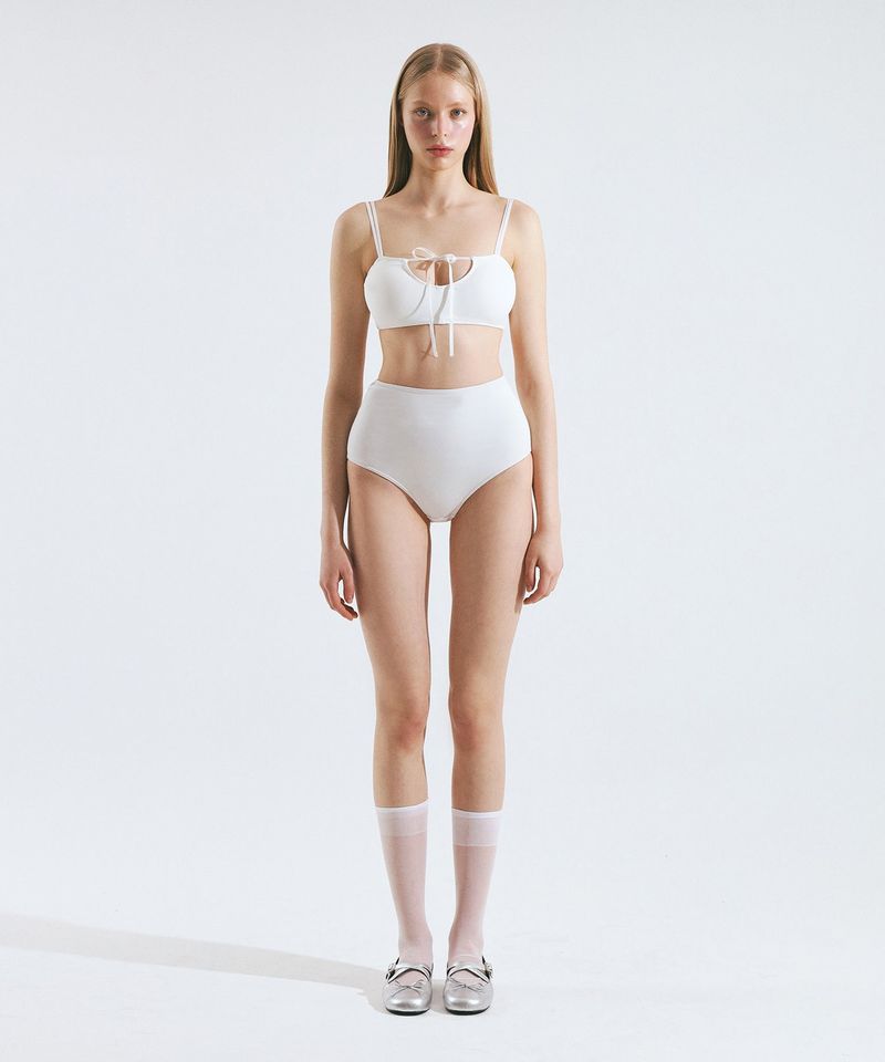 Ribbon V Bikini Bra (White)