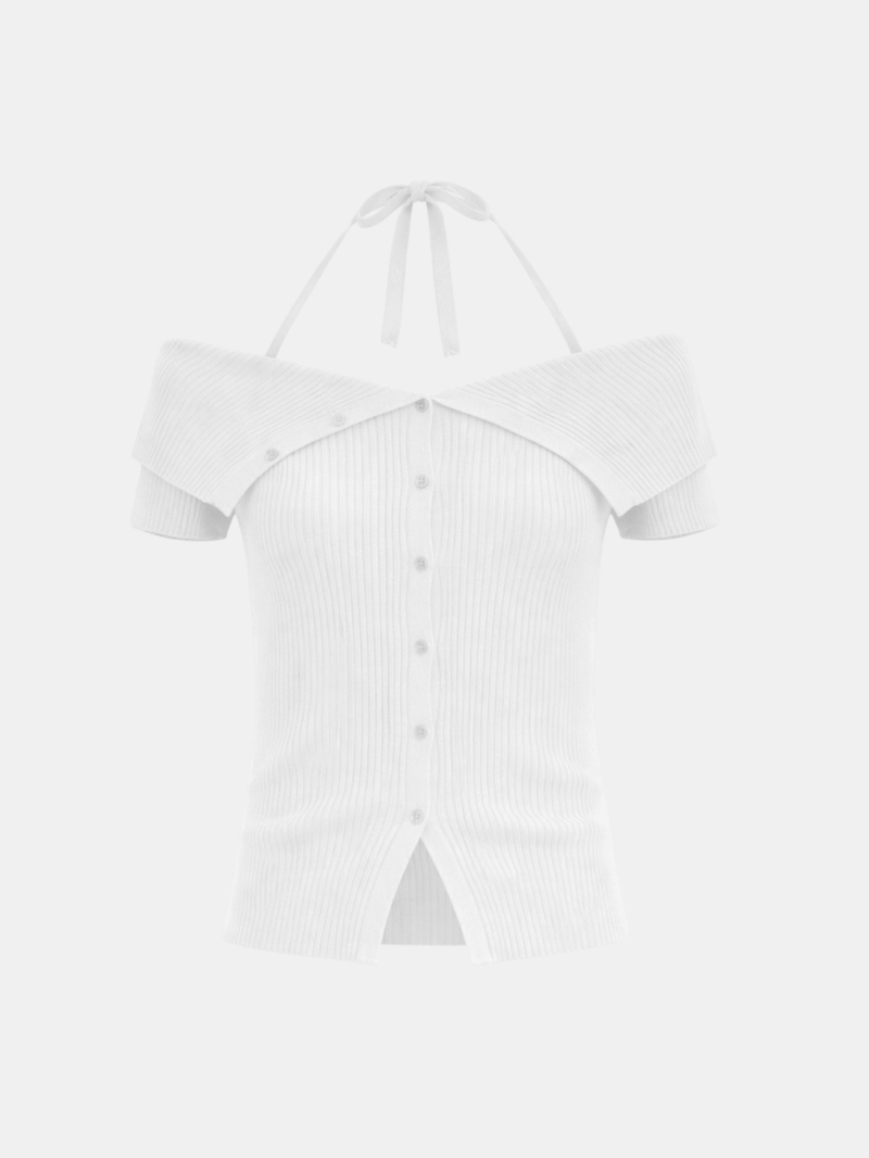 Roven Off-Shoulder Rib Knit Top