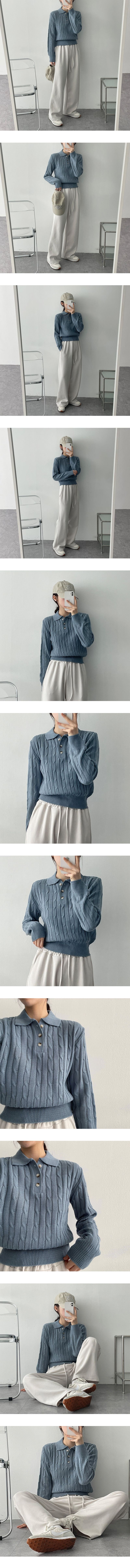 Miles Twisted Bread Button Collar Knit
