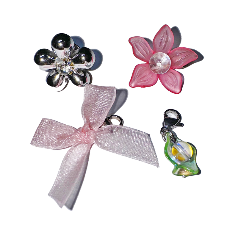 Flower ribbon custom shoes charms (2set)