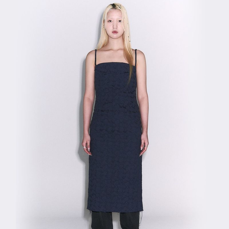 jacquard bustier dress  [navy]