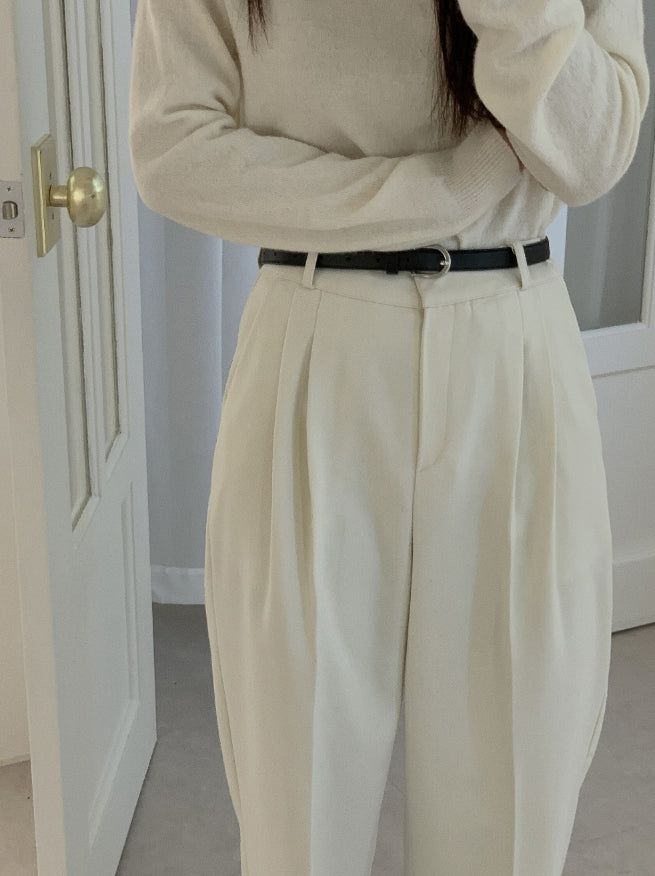luch wool pintuck wide slacks