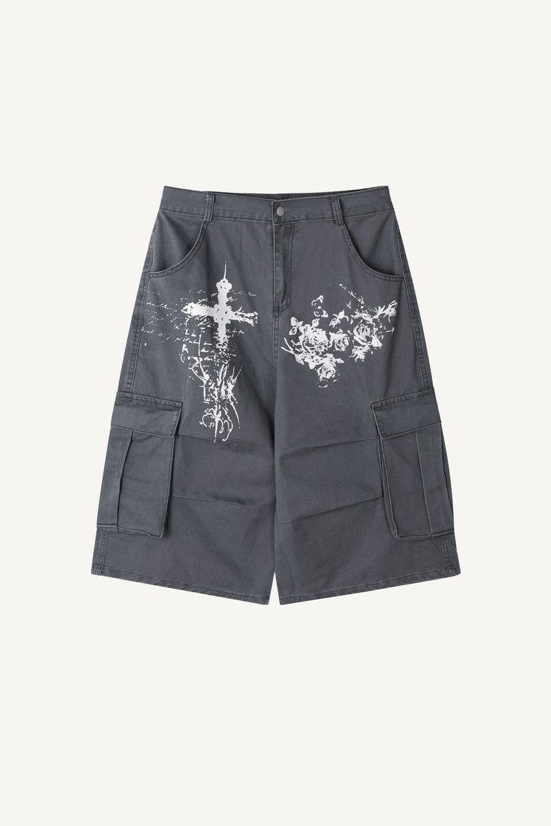 Cross-print Cargo Bermuda Pants