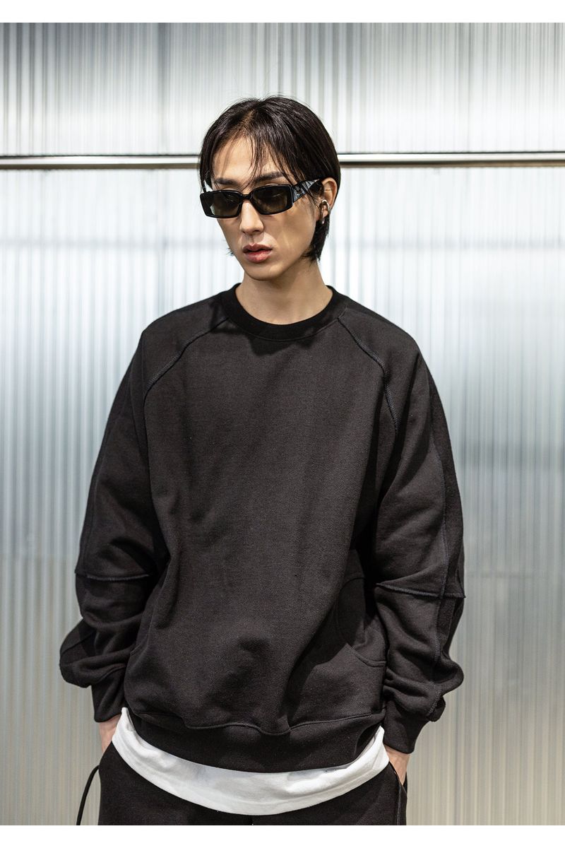 REVERSE INCISON POCKET SWEAT SHIRTS