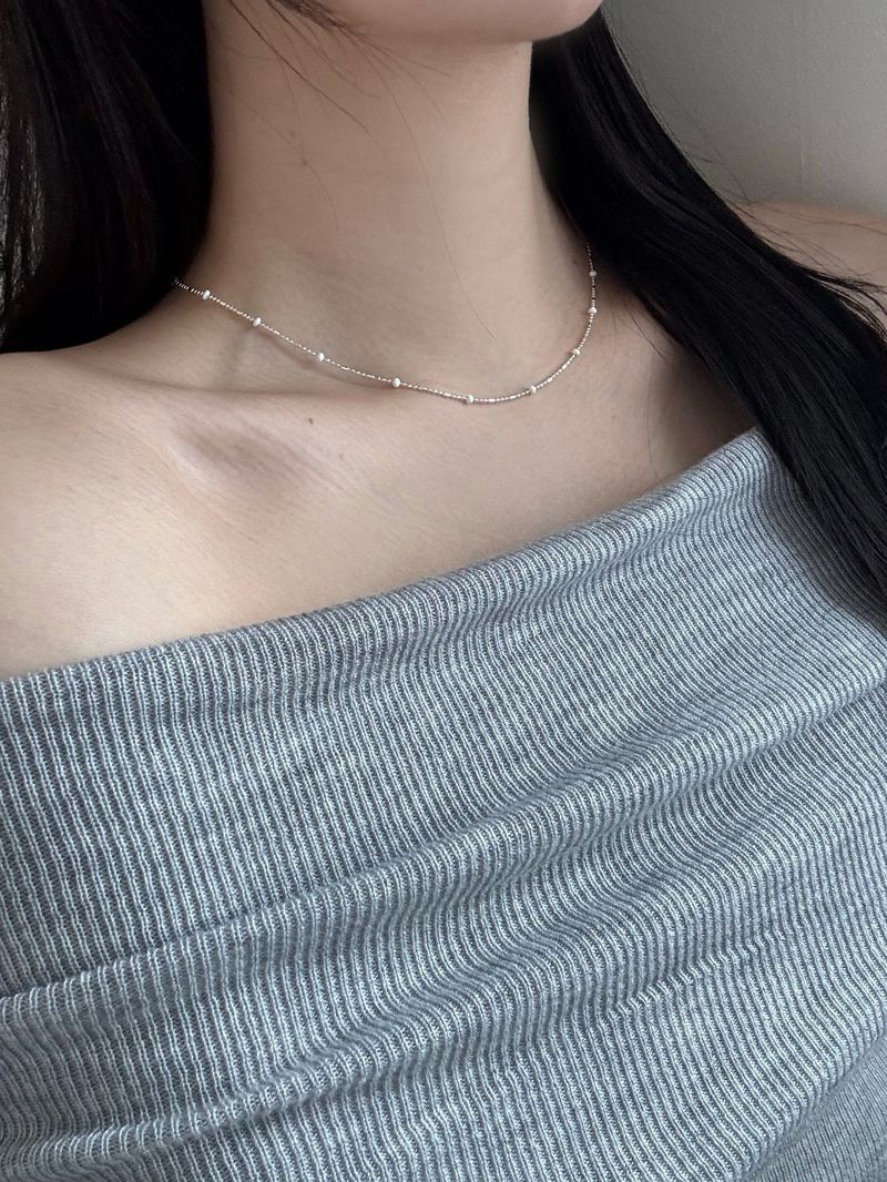 [silver 925] silver white bead necklace