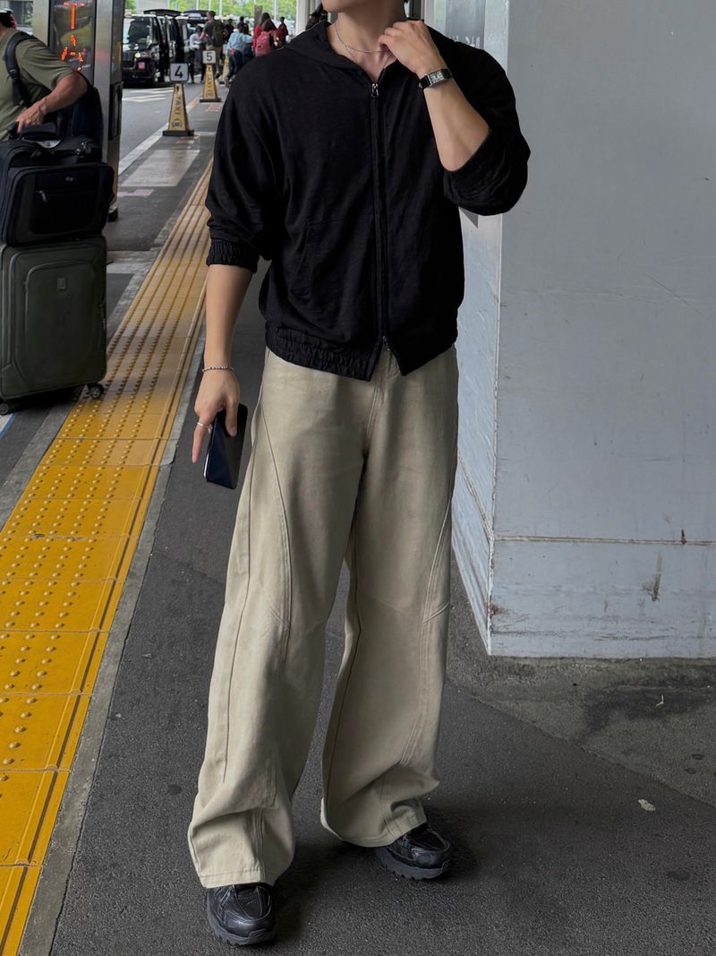 Cur Incision curved cotton pants
