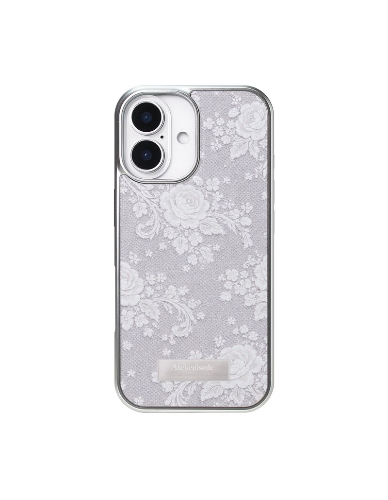 ATEK（アテック）の「ローズレースMagSafeシルバーガラスバンパーケース（スマホグッズ/小物）」