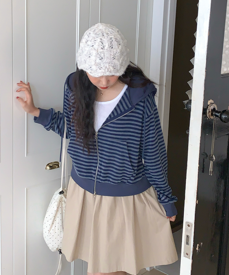 Holic Dangora Knitwear Hooded Zip-Up