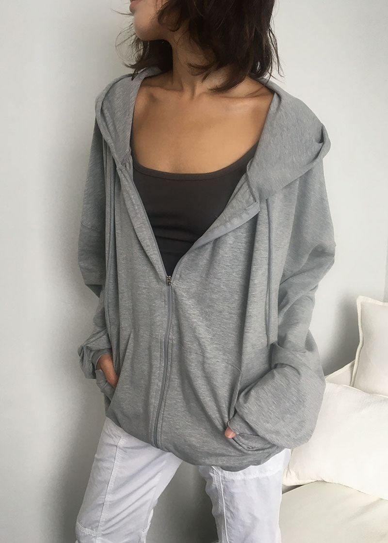 SHIRRING HOOD ZIP-UP 