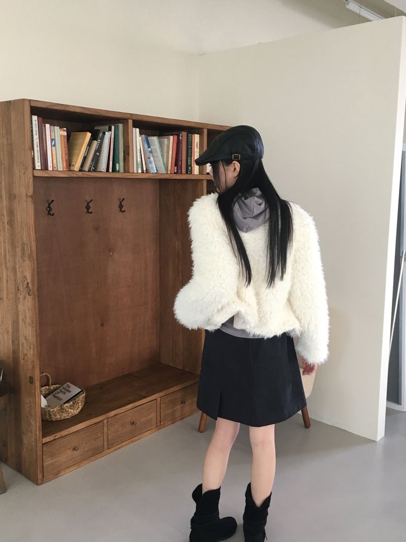 Lens quilted eco fur jacket