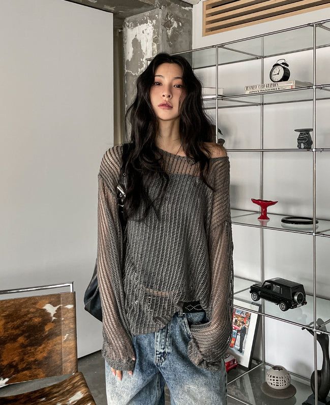 ULAN(ユレン)の「Reki Summer Square Mesh Knit(Tops)」