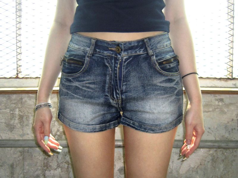 Vintage zip short denim-PT