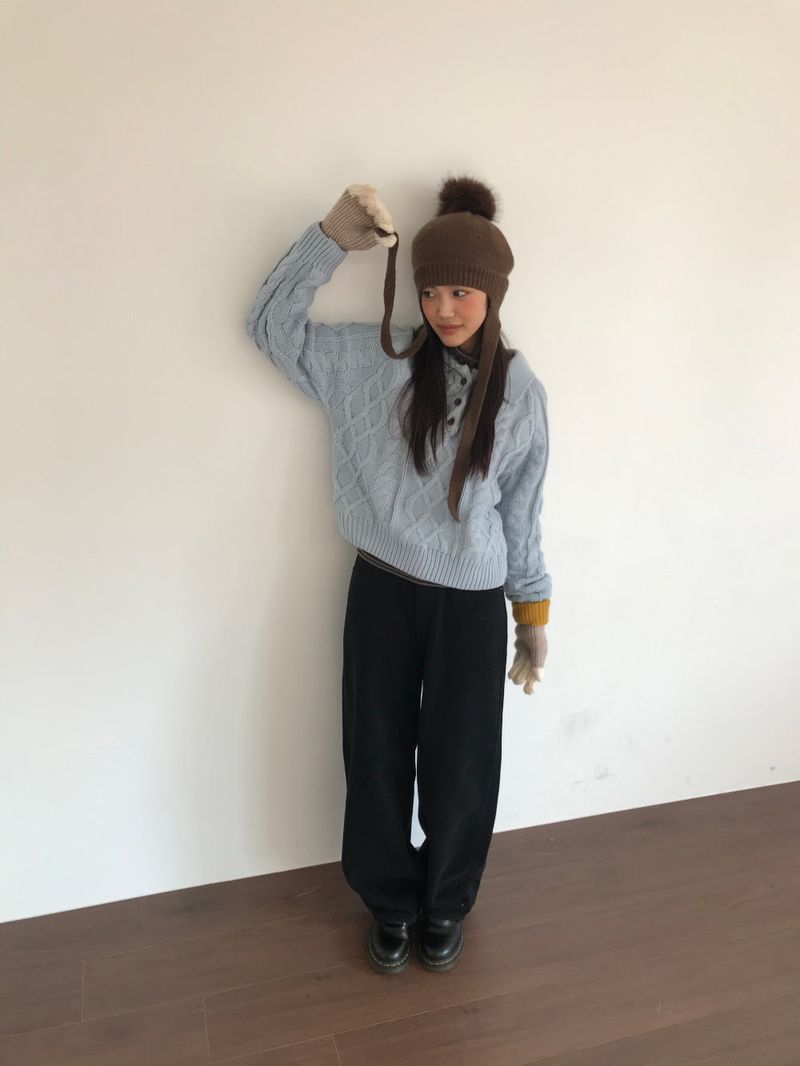 Pom-pom knit beret (3color)